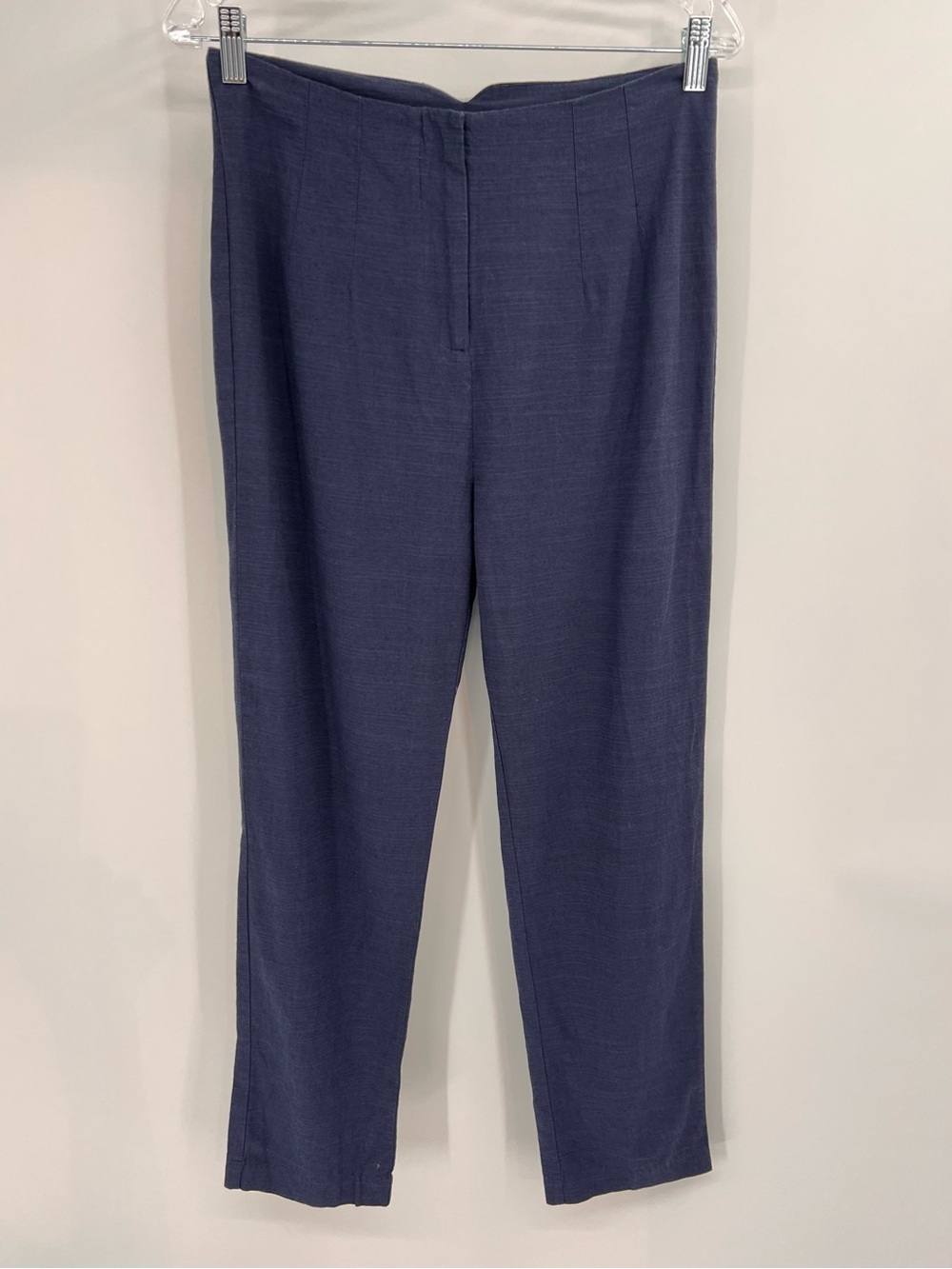 Tuckernuck high-Rise Slim Tapered Trousers Navy cotton linen 4